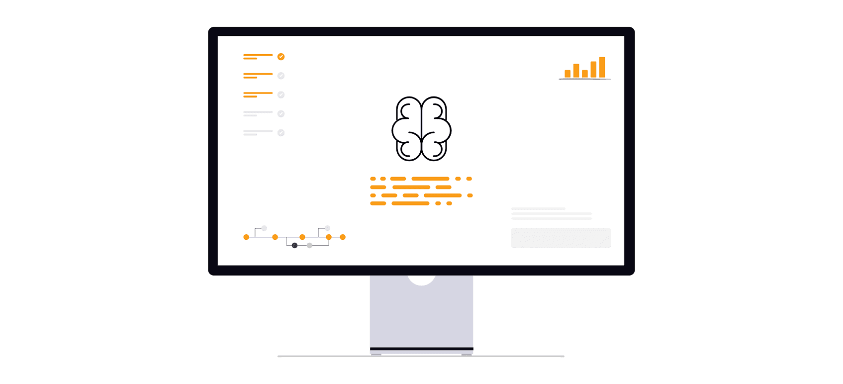 Workflow nodes and connectors representing AI-driven orchestration